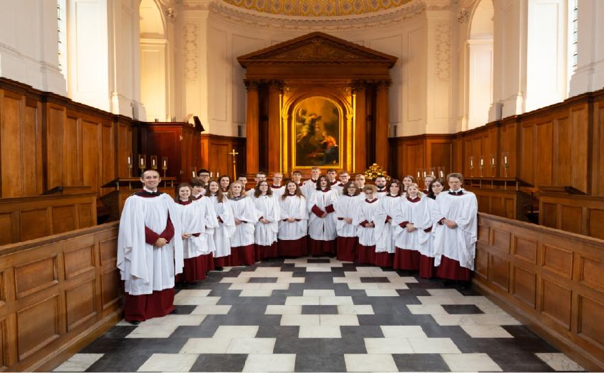 Photo of choir standing in Clare Chapel